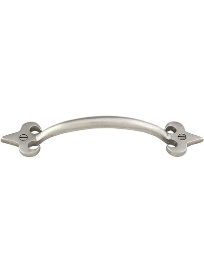 Arched Handle Bronze Fleur-de-Lis 6-Inch Cabinet Pull in White Bronze.